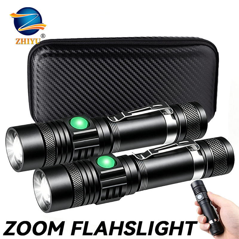 Outdoor Lighting Black - Torcia LED T6 Ricaricabile, Torcia Zoomabile