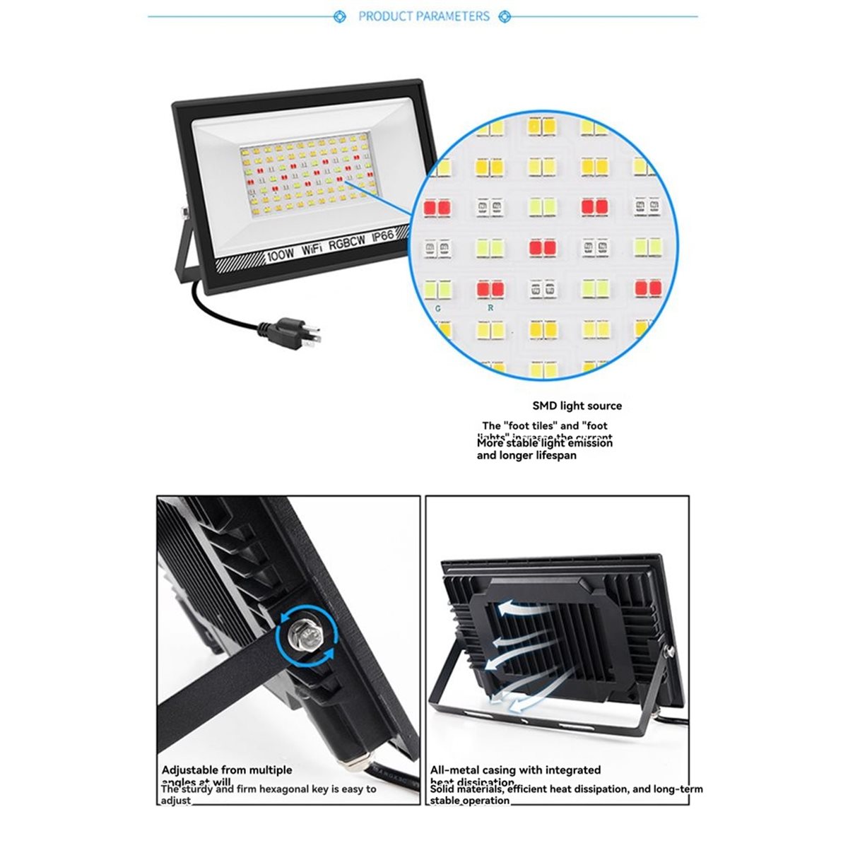 Faro LED RGBCW da 100W Nices c - Outdoor Lighting Uk recensione e prezzo