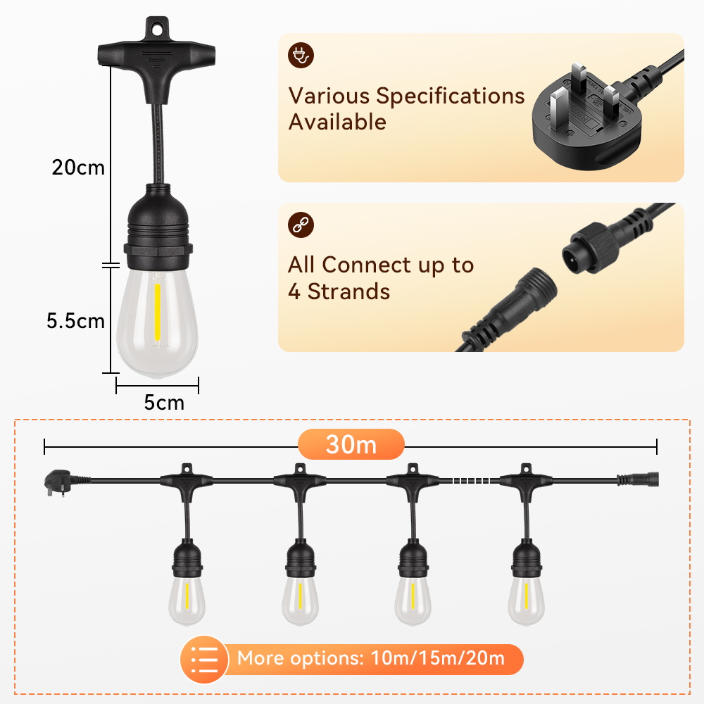 E27 Luci a stringa per esterni - Outdoor Lighting Uk recensione e prezzo
